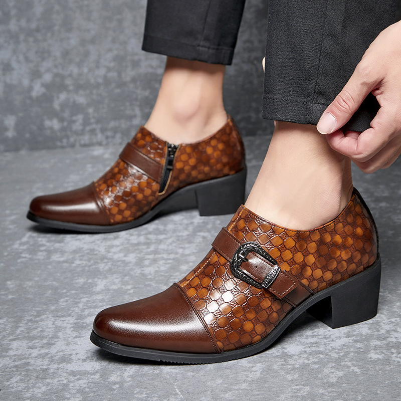 New Casual Shoes Fashionable Snakeskin Cuban Leather Shoes For Men - Image 5