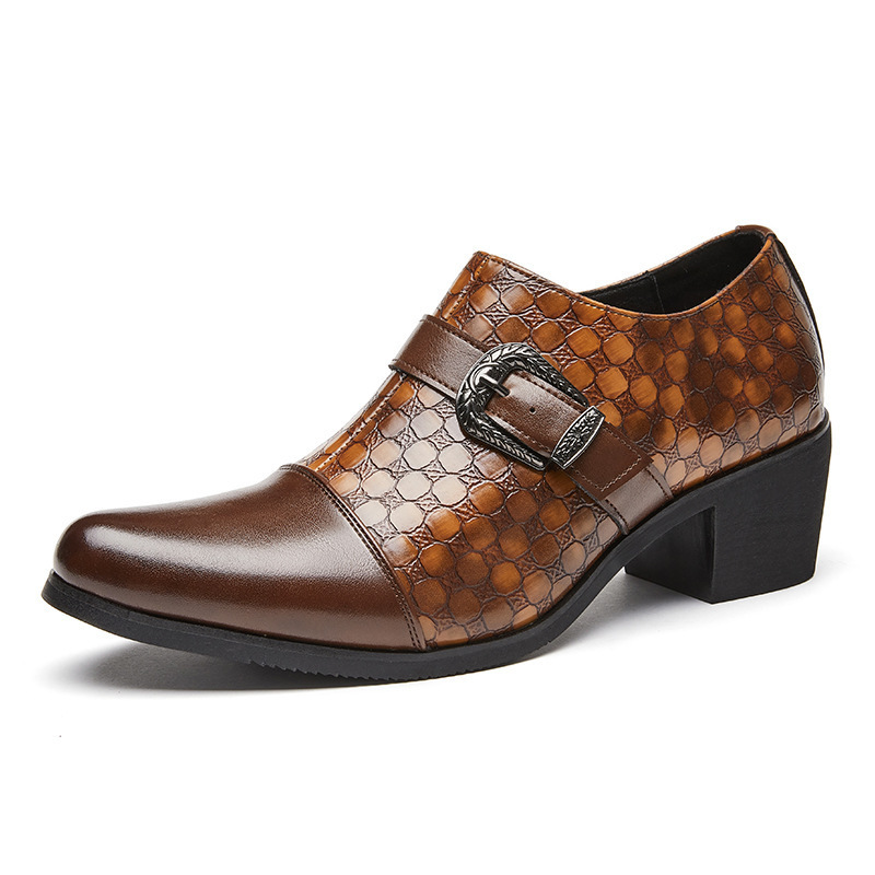 New Casual Shoes Fashionable Snakeskin Cuban Leather Shoes For Men - Image 2